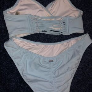 VS baby blue bathing suit ruched detail PINK